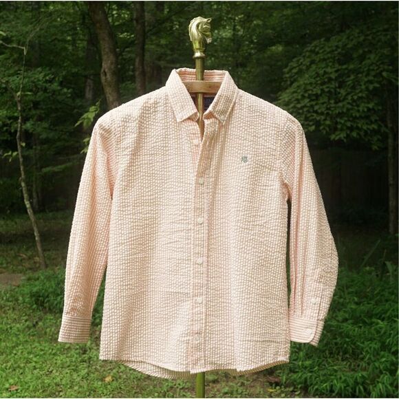 J. Bailey Boys Orange Seersucker Button Up Shirt - Picture 1 of 7